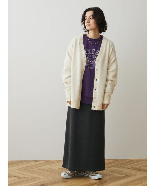 CRAFT STANDARD BOUTIQUE（クラフトスタンダードブティック）の「リブロングスカート（スカート・レディース・ベージュ/グリーン/ブラック/グレイッシュベージュ/チャコールグレー/ブルー・M/L）」の9枚目の写真
