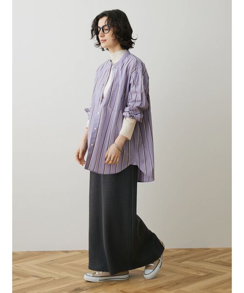 CRAFT STANDARD BOUTIQUE（クラフトスタンダードブティック）の「リブロングスカート（スカート・レディース・ベージュ/グリーン/ブラック/グレイッシュベージュ/チャコールグレー/ブルー・M/L）」の11枚目の写真
