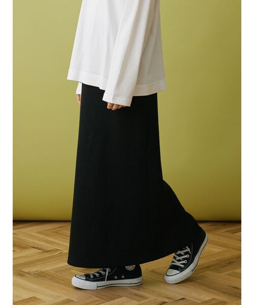 CRAFT STANDARD BOUTIQUE（クラフトスタンダードブティック）の「リブロングスカート（スカート・レディース・ベージュ/グリーン/ブラック/グレイッシュベージュ/チャコールグレー/ブルー・M/L）」の15枚目の写真