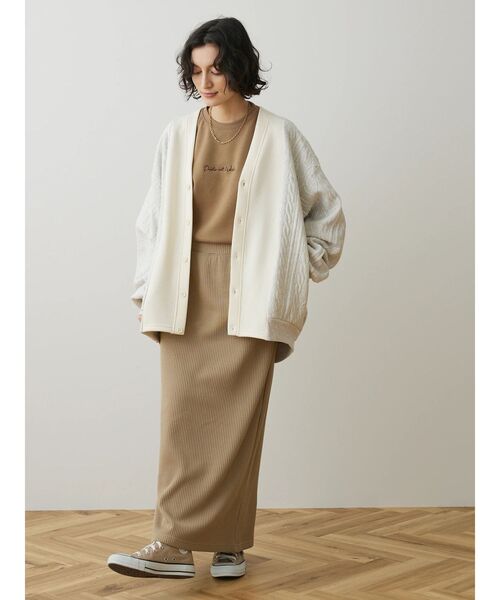 CRAFT STANDARD BOUTIQUE（クラフトスタンダードブティック）の「リブロングスカート（スカート・レディース・ベージュ/グリーン/ブラック/グレイッシュベージュ/チャコールグレー/ブルー・M/L）」の22枚目の写真