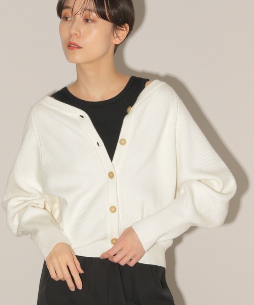 BARNYARDSTORM（バンヤードストーム）の「BARNYARDSTORM / 2WAYドルマンニット（カーディガン/ボレロ・レディース・ホワイト/ブルー/イエロー・1/0）」の4枚目の写真