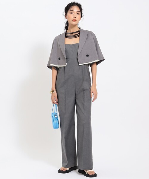 Ray BEAMS（レイビームス）の「Ray BEAMS / ハーフスリーブ クロップド ジャケット（テーラードジャケット・レディース・グレー/ブラック・0/1）」の9枚目の写真