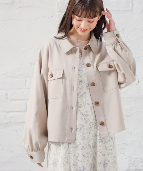 Honeys(ハニーズ)の「ミリタリージャケット(ミリタリージャケット・レディース・スミクロ/アイボリー/カーキ/グレイッシュベージュ・S/M/L)」の3枚目の写真