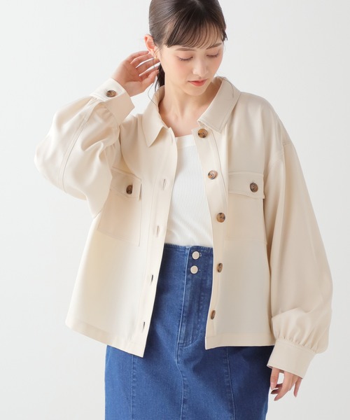 Honeys(ハニーズ)の「ミリタリージャケット(ミリタリージャケット・レディース・スミクロ/アイボリー/カーキ/グレイッシュベージュ・S/M/L)」の1枚目の写真