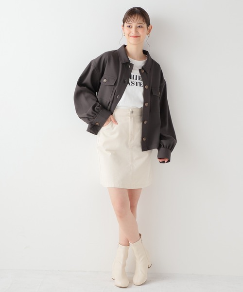 Honeys(ハニーズ)の「ミリタリージャケット(ミリタリージャケット・レディース・スミクロ/アイボリー/カーキ/グレイッシュベージュ・S/M/L)」の13枚目の写真