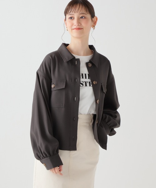 Honeys(ハニーズ)の「ミリタリージャケット(ミリタリージャケット・レディース・スミクロ/アイボリー/カーキ/グレイッシュベージュ・S/M/L)」の9枚目の写真