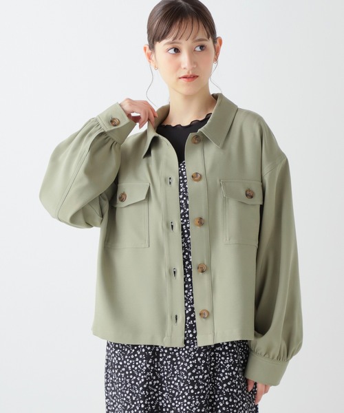 Honeys(ハニーズ)の「ミリタリージャケット(ミリタリージャケット・レディース・スミクロ/アイボリー/カーキ/グレイッシュベージュ・S/M/L)」の6枚目の写真
