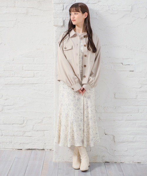 Honeys(ハニーズ)の「ミリタリージャケット(ミリタリージャケット・レディース・スミクロ/アイボリー/カーキ/グレイッシュベージュ・S/M/L)」の10枚目の写真