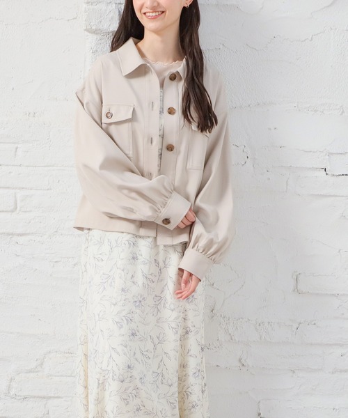 Honeys(ハニーズ)の「ミリタリージャケット(ミリタリージャケット・レディース・スミクロ/アイボリー/カーキ/グレイッシュベージュ・S/M/L)」の19枚目の写真