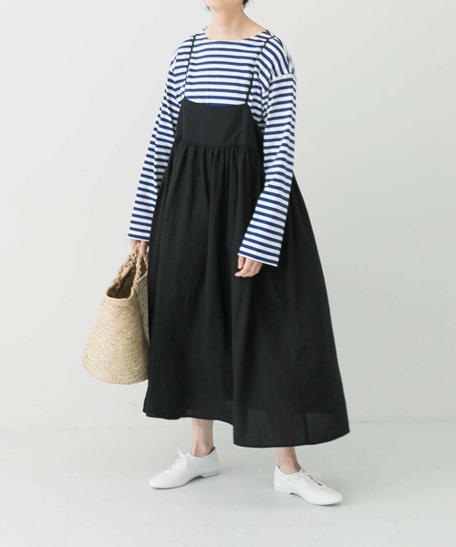 かぐれ（カグレ）の「テンセルリネンキャミソールジャンパースカート（ワンピース・レディース・ネイビー/ブラック・FREE）」の8枚目の写真