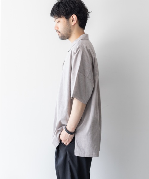 ATTACHMENT(アタッチメント)の「PE/LI オープンカラー S/S シャツPE/LI POPLIN OPEN COLLAR S/S SHIRT(シャツ/ブラウス・メンズ・ライトグレー/スモークピンク/ブラック/ダークグレー・1/2/3)」の14枚目の写真