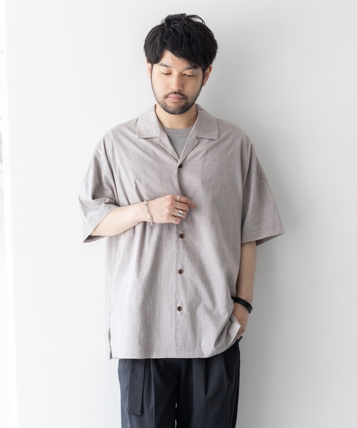 ATTACHMENT(アタッチメント)の「PE/LI オープンカラー S/S シャツPE/LI POPLIN OPEN COLLAR S/S SHIRT(シャツ/ブラウス・メンズ・ライトグレー/スモークピンク/ブラック/ダークグレー・1/2/3)」の16枚目の写真