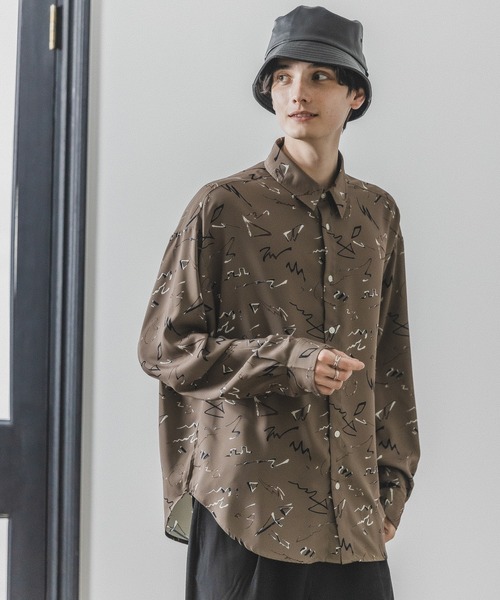 RAGEBLUE(レイジブルー)の「ラグイージー/総柄デザインシャツ(シャツ/ブラウス・メンズ・ダークグリーン/ブラック/ホワイト/ブラウン・MEDIUM/LARGE)」の4枚目の写真