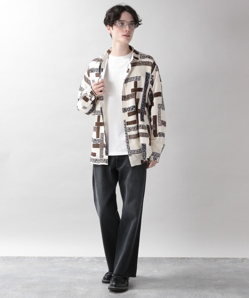 RAGEBLUE(レイジブルー)の「ラグイージー/総柄デザインシャツ(シャツ/ブラウス・メンズ・ダークグリーン/ブラック/ホワイト/ブラウン・MEDIUM/LARGE)」の6枚目の写真