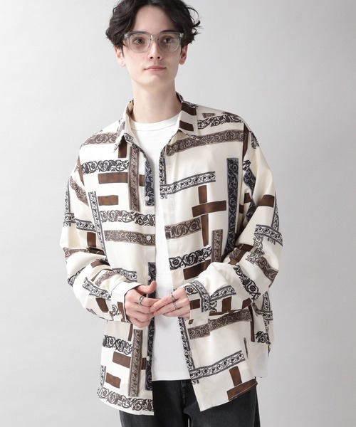 RAGEBLUE(レイジブルー)の「ラグイージー/総柄デザインシャツ(シャツ/ブラウス・メンズ・ダークグリーン/ブラック/ホワイト/ブラウン・MEDIUM/LARGE)」の9枚目の写真