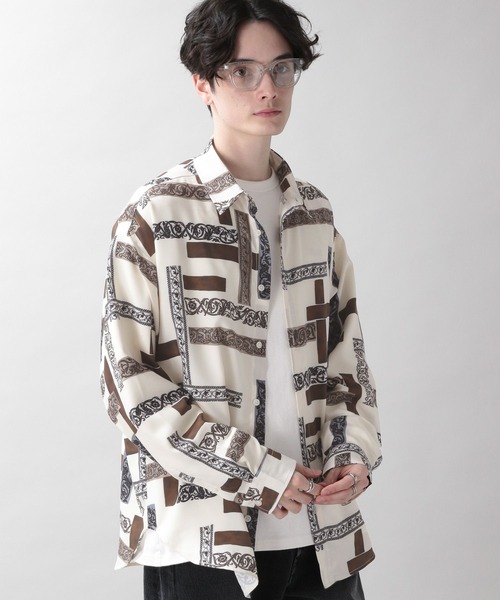 RAGEBLUE(レイジブルー)の「ラグイージー/総柄デザインシャツ(シャツ/ブラウス・メンズ・ダークグリーン/ブラック/ホワイト/ブラウン・MEDIUM/LARGE)」の10枚目の写真