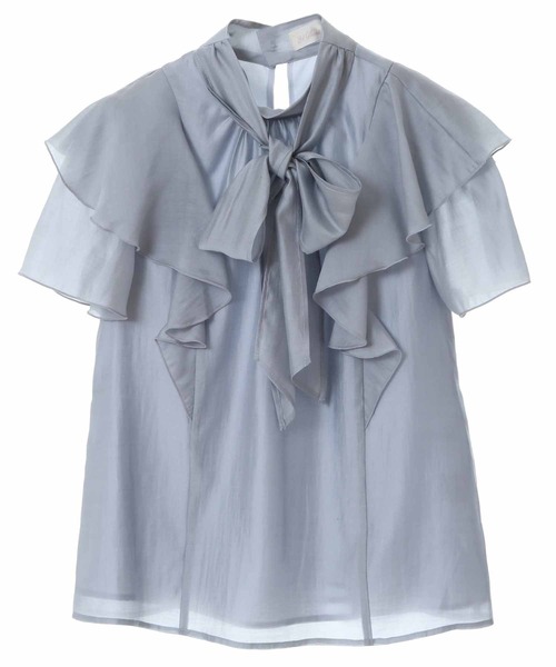 31 Sons de mode（トランテアン　ソン　ドゥ　モード）の「シアーボウタイフリル袖ブラウス（シャツ/ブラウス・レディース・オフホワイト/サックスブルー/ライトグリーン・36）」の11枚目の写真