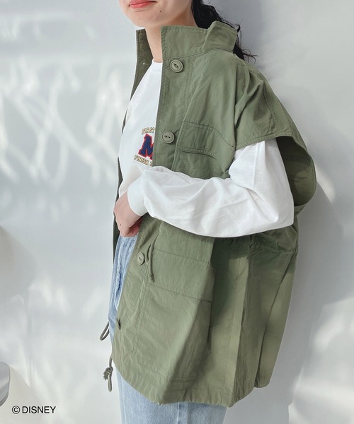 AS KNOW AS plus（アズノゥアズプラス）の「○スタンド シャカ ナイロンベスト（ベスト・レディース・カーキ/ブラック/アイボリー・FREE）」の3枚目の写真