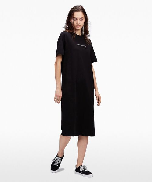 Calvin Klein(カルバン・クライン)の「インスティテューショナル ロング Tシャツ ワンピース(ワンピース・レディース・ブラック・S/M/L/XS)」の12枚目の写真