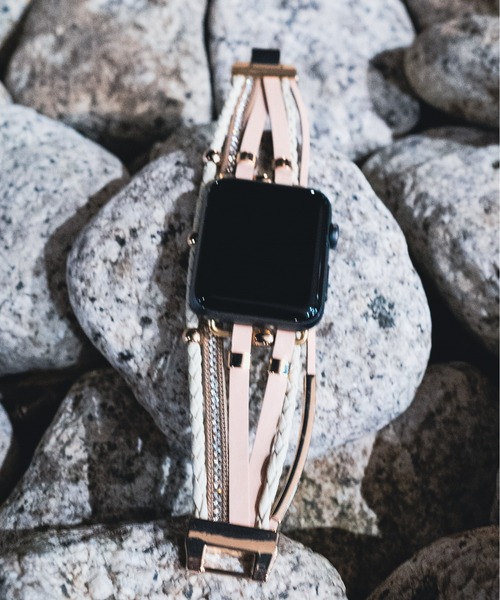 zandy(ズィーアンドワイ)の「zandy ズィー・アンド・ワイ/ Apple Watch【レザーブレスレットバンド】 アップルウォッチバンド 革ブレスレットベルト ハンドメイド //// leather3(デジタル腕時計・メンズ・マルチ/グレー/ベージュ・S/M)」の4枚目の写真