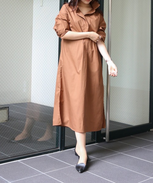 a lot of love（ア ロット オブ ラブ）の「リボンベルト付きオーバーシャツワンピース（シャツワンピース・レディース・アイボリー/ブラウン・FREE）」の10枚目の写真