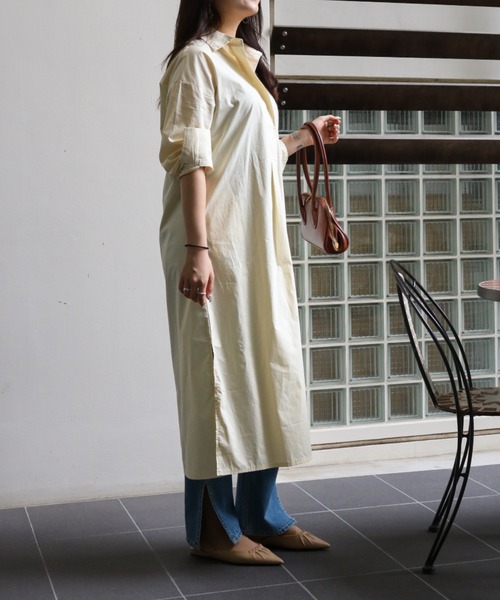 a lot of love（ア ロット オブ ラブ）の「リボンベルト付きオーバーシャツワンピース（シャツワンピース・レディース・アイボリー/ブラウン・FREE）」の8枚目の写真