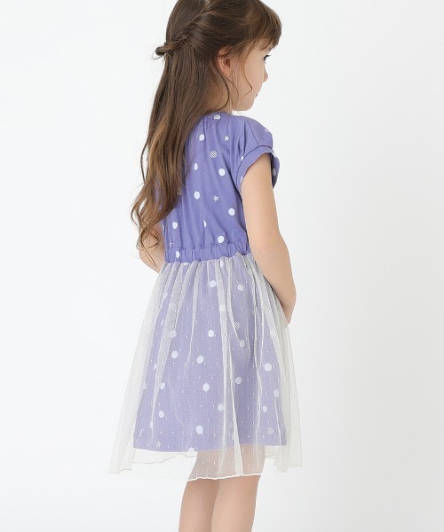 HAKKA KIDS（ハッカキッズ）の「ドットラメスターストライププリントワンピース（ワンピース・キッズ・チャコール/パープル・110cm/100cm/130cm/120cm）」の3枚目の写真