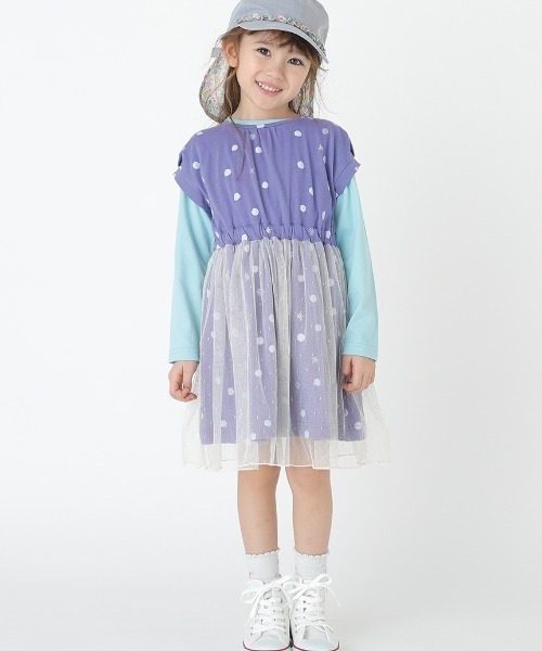 HAKKA KIDS（ハッカキッズ）の「ドットラメスターストライププリントワンピース（ワンピース・キッズ・チャコール/パープル・110cm/100cm/130cm/120cm）」の7枚目の写真