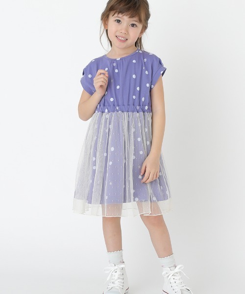 HAKKA KIDS（ハッカキッズ）の「ドットラメスターストライププリントワンピース（ワンピース・キッズ・チャコール/パープル・110cm/100cm/130cm/120cm）」の4枚目の写真