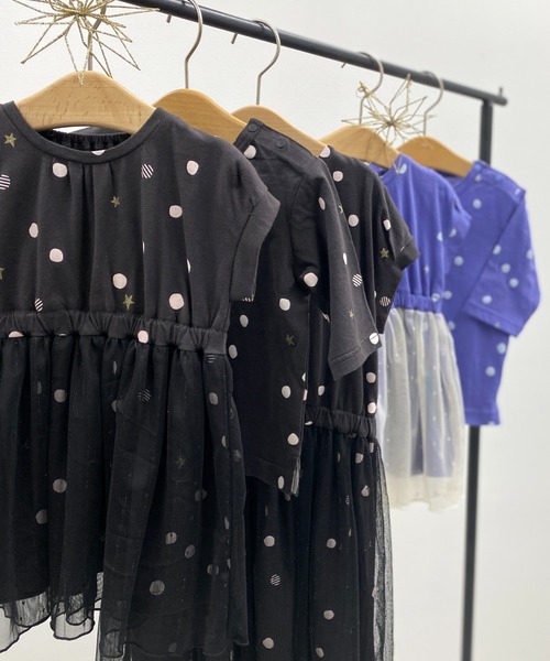 HAKKA KIDS（ハッカキッズ）の「ドットラメスターストライププリントワンピース（ワンピース・キッズ・チャコール/パープル・110cm/100cm/130cm/120cm）」の10枚目の写真