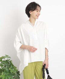 ◆【こなれシルエットで体型カバー】ドルマンポンチョブラウス