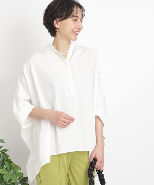 SHOO・LA・RUE（シューラルー）の「◆【こなれシルエットで体型カバー】ドルマンポンチョブラウス（シャツ/ブラウス・レディース・ホワイト系/ネイビー系2・00）」の11枚目の写真