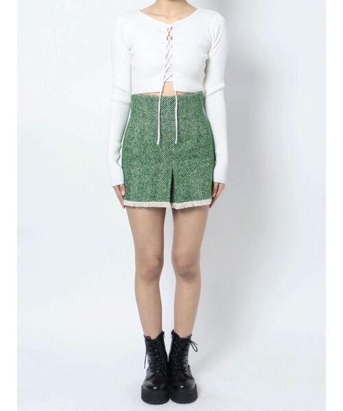 EMODA（エモダ）の「TWEED TUCK MINI SK（スカート・レディース・ブラック/グリーン/ベージュ・SMALL/MEDIUM）」の11枚目の写真