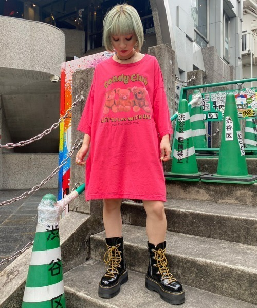Candy Stripper（キャンディストリッパー）の「CANDY TEDDY CLUB BIGBIG Tシャツ（Tシャツ/カットソー・レディース・レッド/ブラック/イエロー/オフホワイト・2）」の5枚目の写真