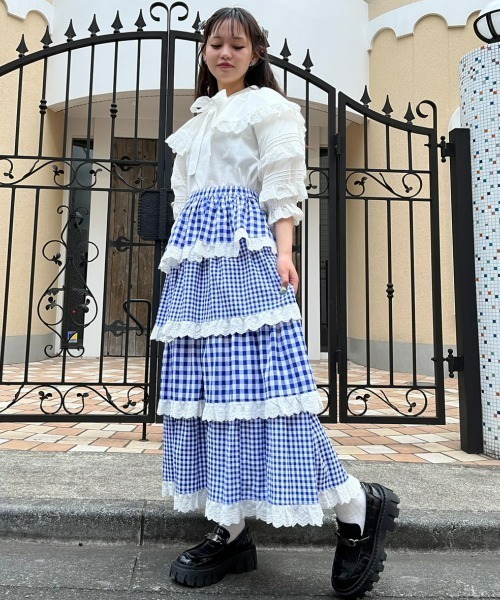 Candy Stripper（キャンディストリッパー）の「FRILL COLLAR トップス（Tシャツ/カットソー・レディース・ブラック/オフホワイト・2）」の7枚目の写真