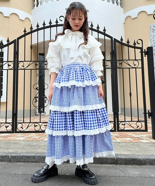 Candy Stripper（キャンディストリッパー）の「FRILL COLLAR トップス（Tシャツ/カットソー・レディース・ブラック/オフホワイト・2）」の6枚目の写真
