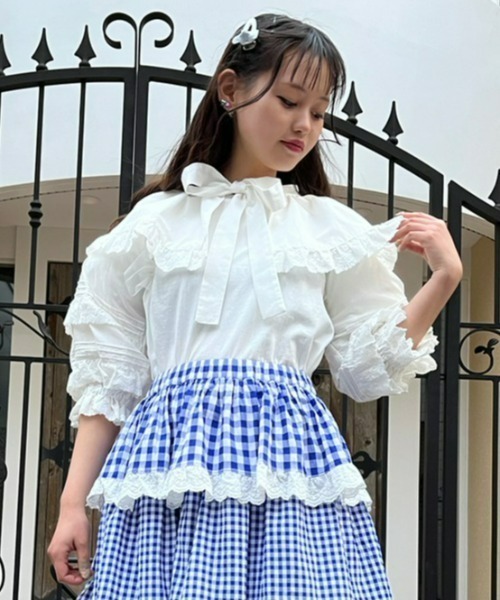 Candy Stripper（キャンディストリッパー）の「FRILL COLLAR トップス（Tシャツ/カットソー・レディース・ブラック/オフホワイト・2）」の9枚目の写真