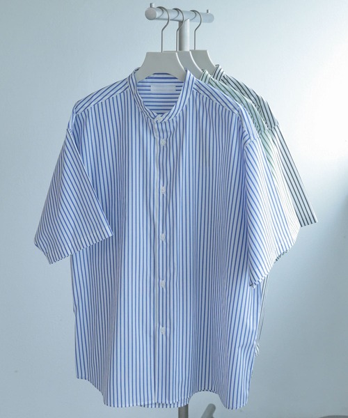 SENSE OF PLACE by URBAN RESEARCH（センスオブプレイスバイアーバンリサーチ）の「『イージーケア』ストライプバンドカラーシャツ(5分袖)（シャツ/ブラウス・メンズ・その他2/その他3/その他1・LARGE/MEDIUM）」の3枚目の写真