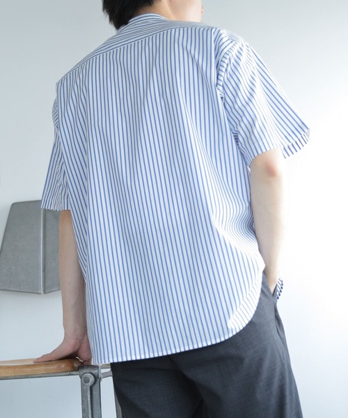 SENSE OF PLACE by URBAN RESEARCH（センスオブプレイスバイアーバンリサーチ）の「『イージーケア』ストライプバンドカラーシャツ(5分袖)（シャツ/ブラウス・メンズ・その他2/その他3/その他1・LARGE/MEDIUM）」の9枚目の写真