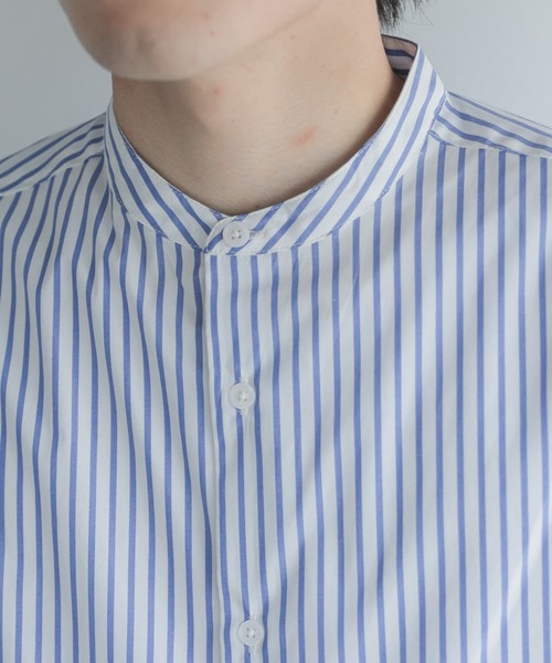 SENSE OF PLACE by URBAN RESEARCH（センスオブプレイスバイアーバンリサーチ）の「『イージーケア』ストライプバンドカラーシャツ(5分袖)（シャツ/ブラウス・メンズ・その他2/その他3/その他1・LARGE/MEDIUM）」の14枚目の写真