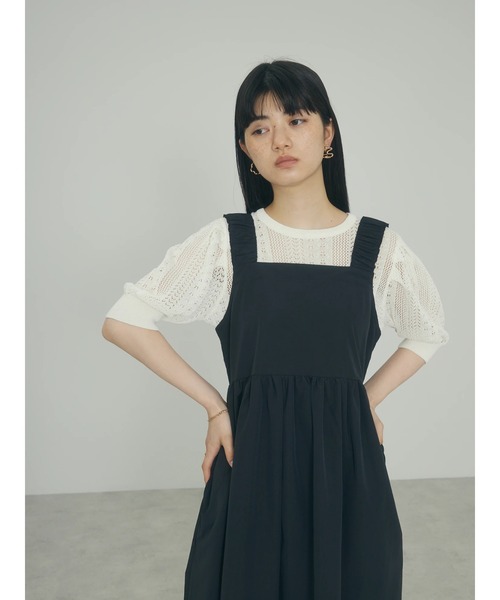 armonia（アルモニーア）の「a.肩ひもギャザーノースリワンピース（ワンピース・レディース・ブラック/ベージュ・FREE）」の7枚目の写真