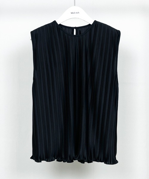 PLEATS PLEASE メッシュ プリーツ タンクトップ 3 ネイビー