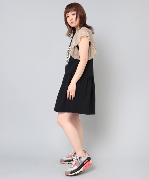 RNA(アールエヌエー)の「D1622 グリッターレースコンビワンピ(ワンピース・レディース・ホワイト/ブラック/杢グレー・MEDIUM)」の1枚目の写真