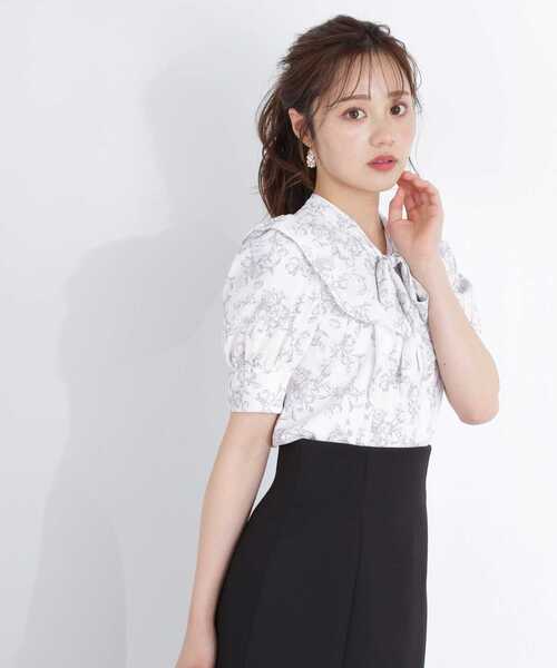 PROPORTION BODY DRESSING（プロポーションボディドレッシング）の「モノトーンブーケフラワーブラウス / 1213110411（シャツ/ブラウス・レディース・パープル/ホワイト系その他・SMALL/MEDIUM）」の7枚目の写真