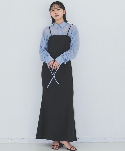 Aunt Marie's(アントマリーズ)の「ギャザースリーブオーバーシャツ(シャツ/ブラウス・レディース・ブラック/ブルー/ホワイト・FREE)」の21枚目の写真