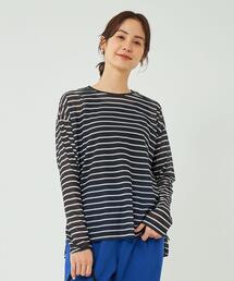 green label relaxing | プリント シアー ボーダー プルオーバー カットソー Tシャツ(Tシャツ/カットソー)