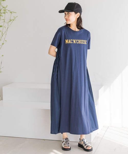 カッコ可愛いアメリカンなフード付きワンピース見本 大きいサイズ LL ワンピース マリン ベルト付 肩開き フィッシュ