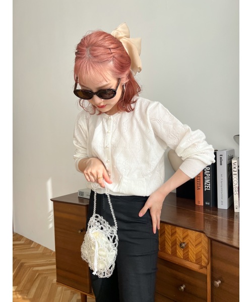 JUMELLE（ジュメロ）の「シアーリボンバレッタ（バレッタ/ヘアクリップ・レディース・ブラック/ベージュ・FREE）」の4枚目の写真