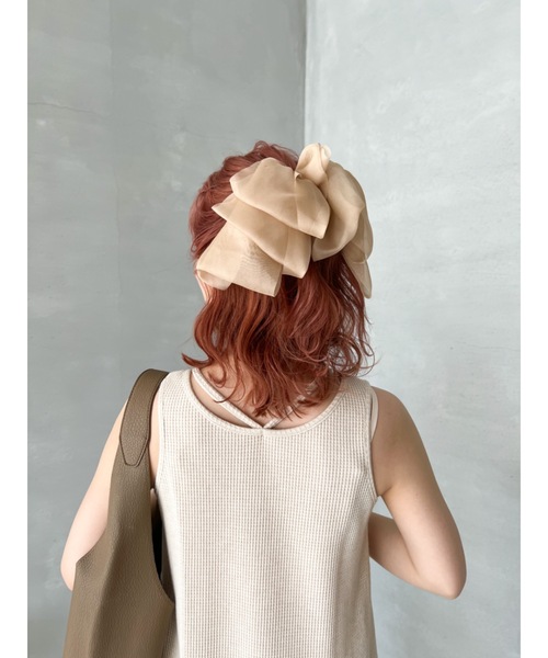 JUMELLE（ジュメロ）の「シアーリボンバレッタ（バレッタ/ヘアクリップ・レディース・ブラック/ベージュ・FREE）」の14枚目の写真