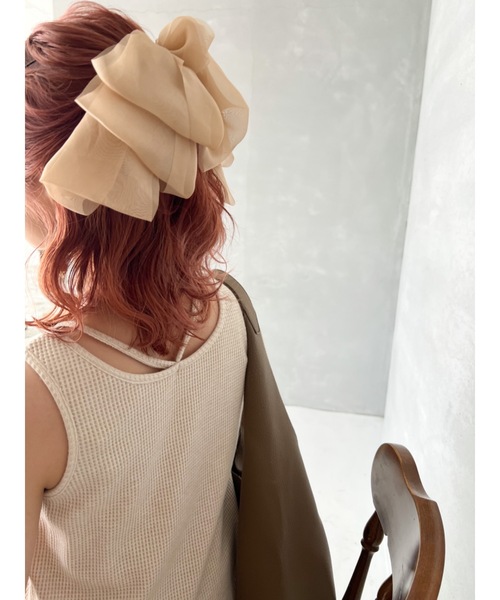 JUMELLE（ジュメロ）の「シアーリボンバレッタ（バレッタ/ヘアクリップ・レディース・ブラック/ベージュ・FREE）」の3枚目の写真